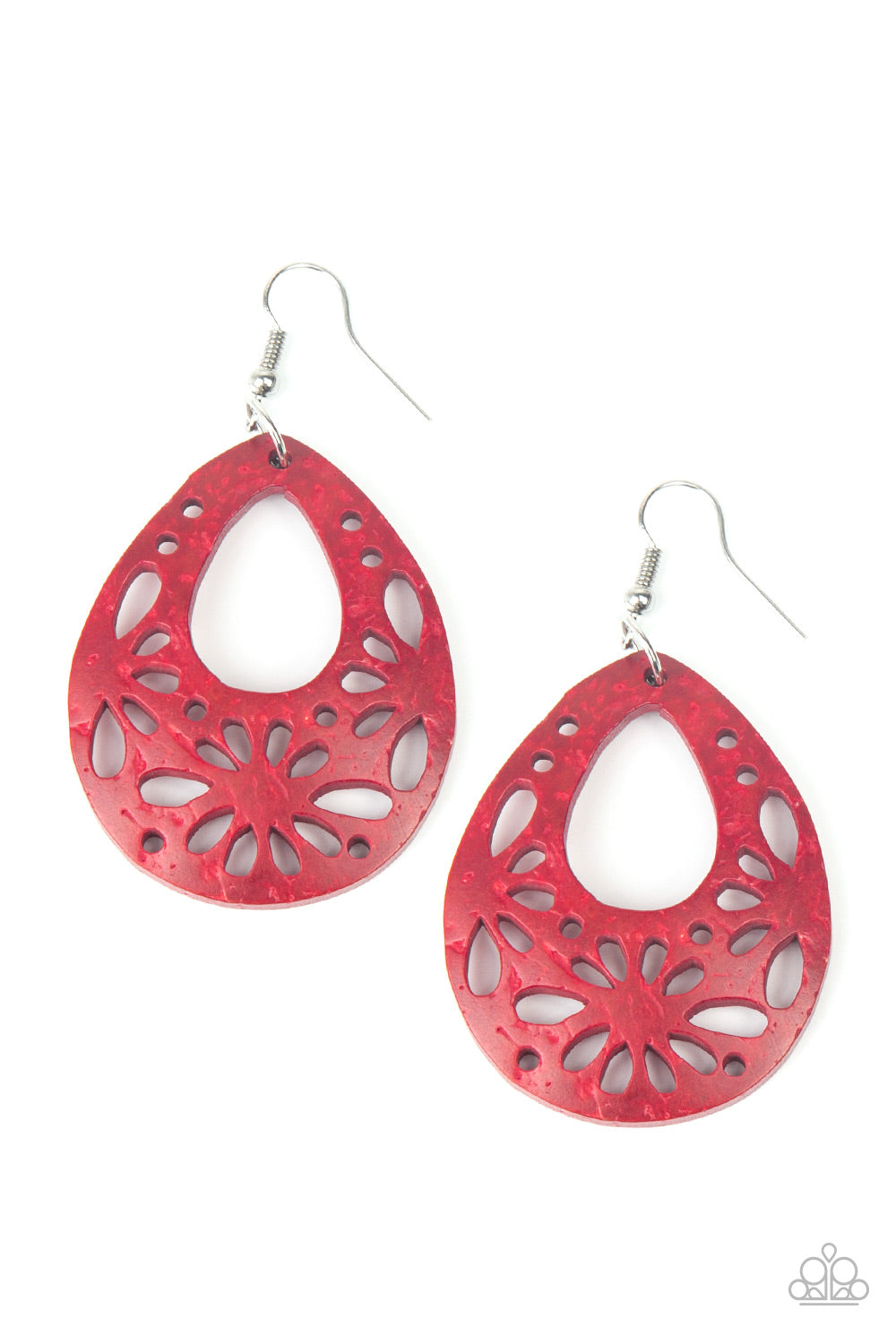 Paparazzi Accessories Merrilly Marooned - Red Wood Earrings - Lady T Accessories