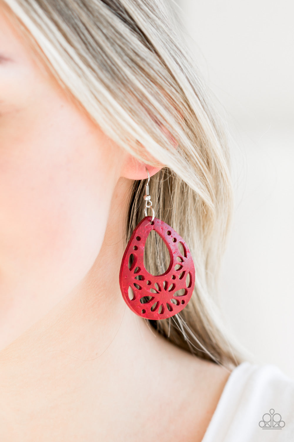 Paparazzi Accessories Merrilly Marooned - Red Wood Earrings - Lady T Accessories