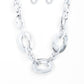 Paparazzi Accessories All in-VINCIBLE - Silver Necklaces brushed in a faux-marble finish, bold links connect below the collar for a statement making look. Features an adjustable clasp closure.  Sold as one individual necklace. Includes one pair of matching earrings.