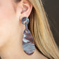 Paparazzi Accessories A HAUTE Commodity - Brown Earrings brushed in a faux marble finish, smoldering acrylic frames attach into a retro lure. Earring attaches to a standard post fitting.  Sold as one pair of post earrings.