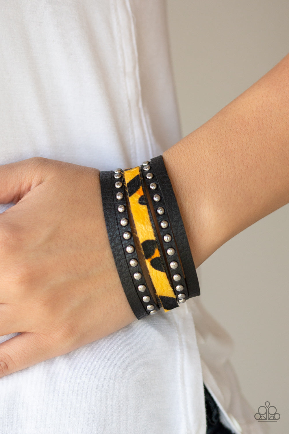 Paparazzi Accessories Born To Be WILDCAT - Yellow Bracelets  - Lady T Accessories