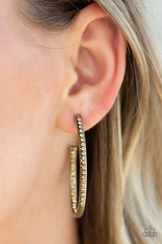 Paparazzi Accessories Globetrotting Glitter - Brass Hoop Earrings - Lady T Accessories