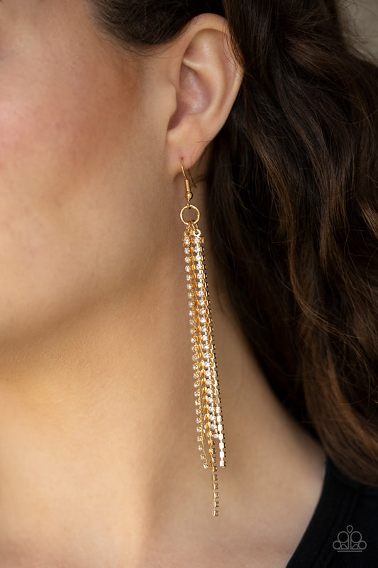 Paparazzi Accessories Center Stage Status Gold Earrings - Lady T Accessories