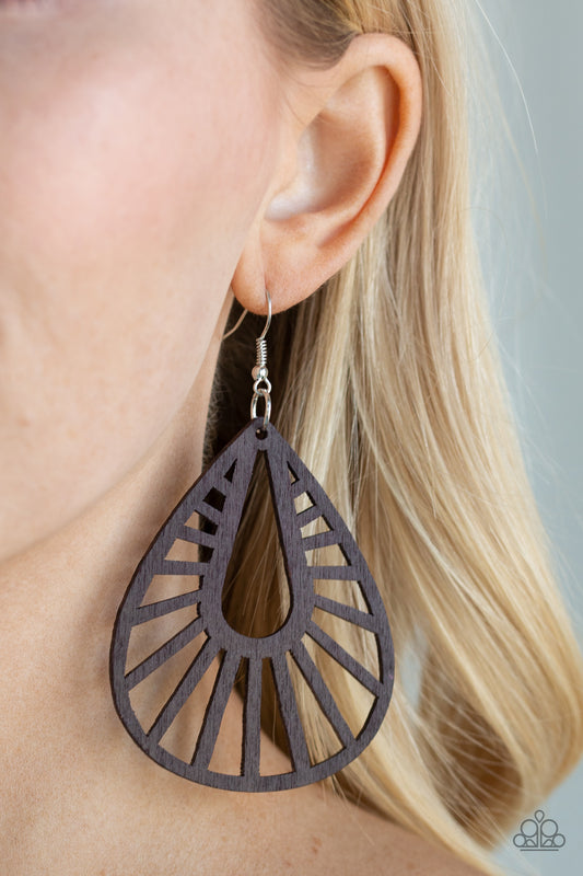 Paparazzi Accessories Coachella Chill - Brown Wood Earrings - Lady T Accessories