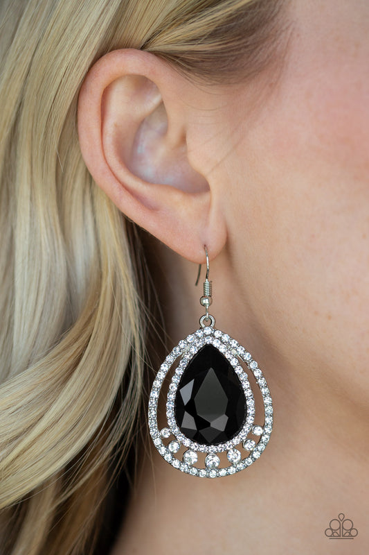 Paparazzi Accessories All Rise for Her Majesty - Black Earrings - Lady T Accessories