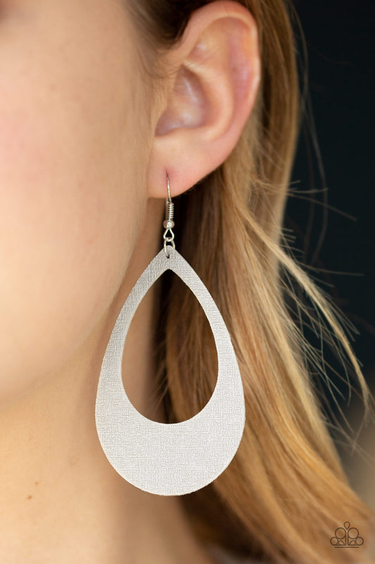 Paparazzi Accessories What a Natural - Silver Leather Earrings - Lady T Accessories