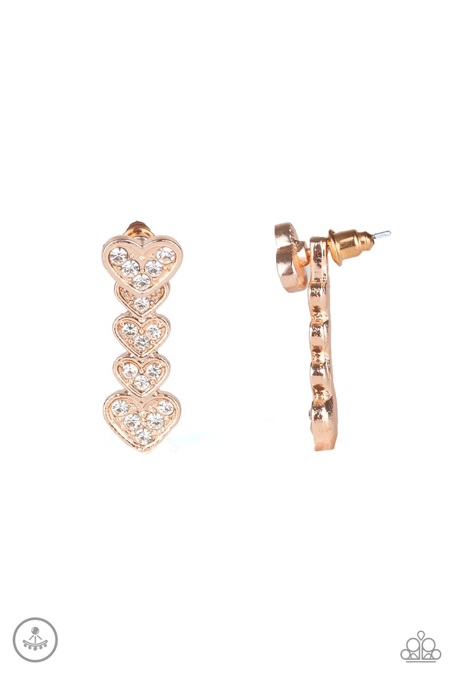 Paparazzi Accessories Heartthrob Twinkle - Rose Gold Post Earrings - Lady T Accessories