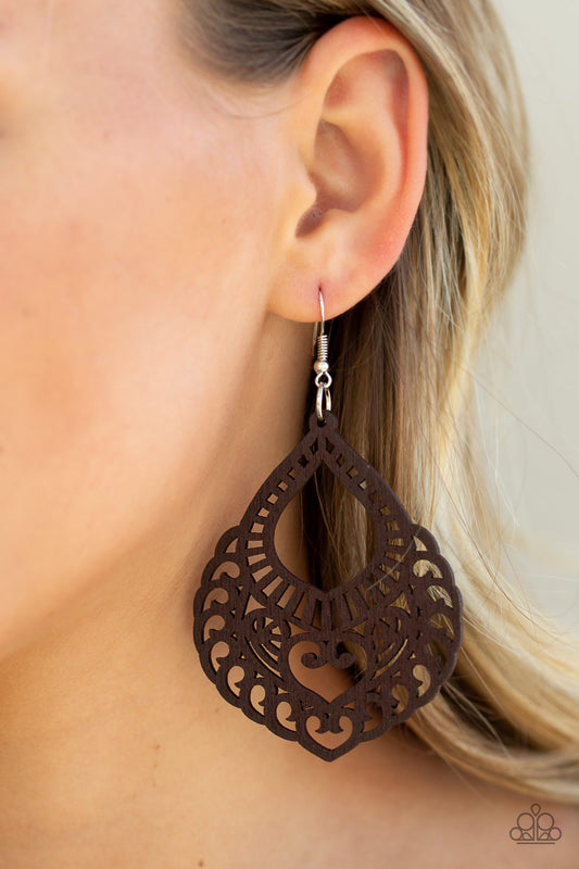 Paparazzi Accessories If You WOOD Be So Kind - Brown Earrings - Lady T Accessories