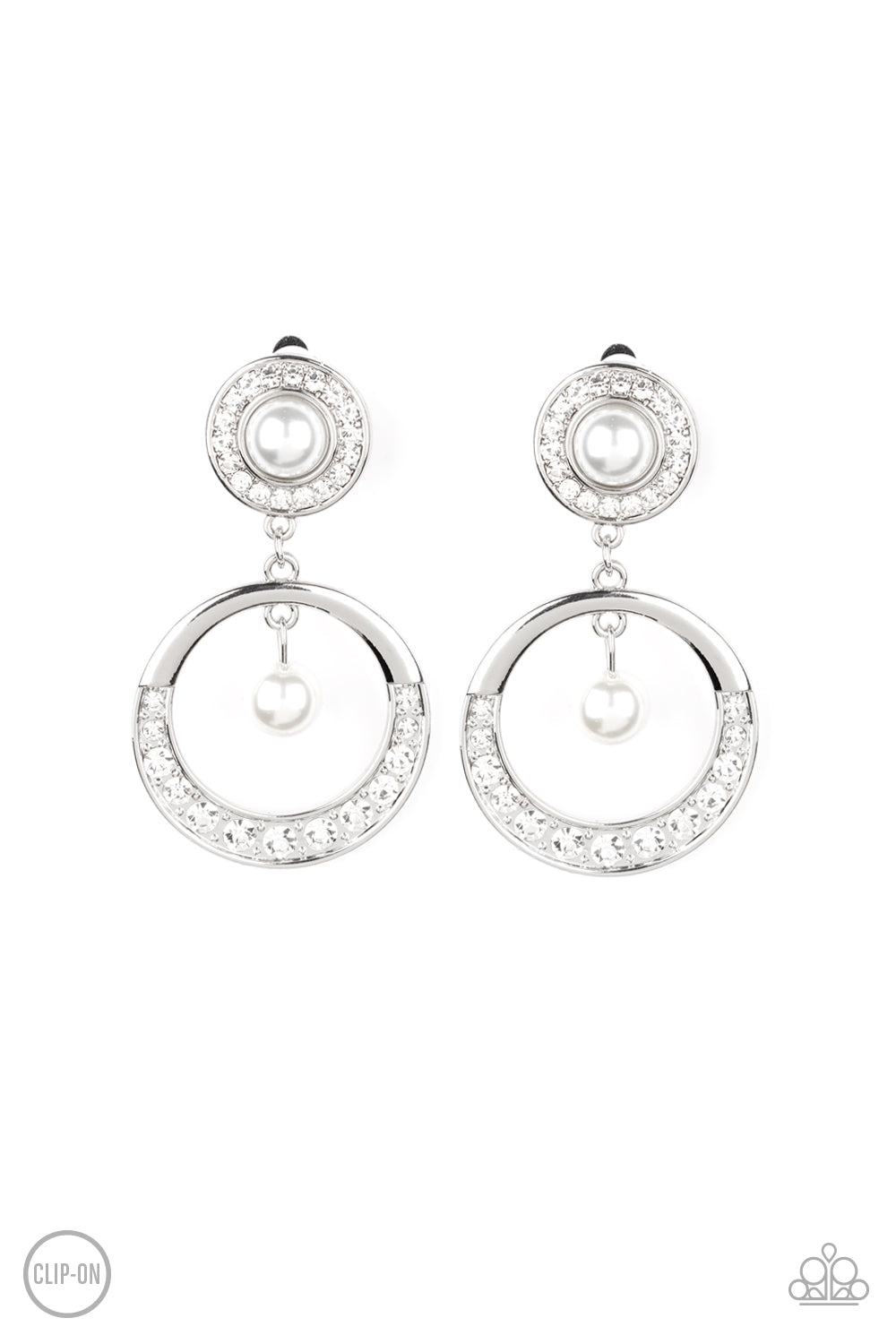 Paparazzi Accessories Royal Revival - White Clip-on Earrings - Lady T Accessories