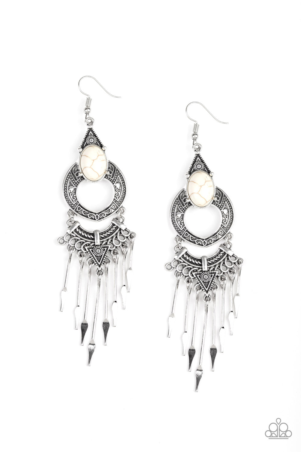 Paparazzi Accessories Southern Spearhead - White Earrings - Lady T Accessories