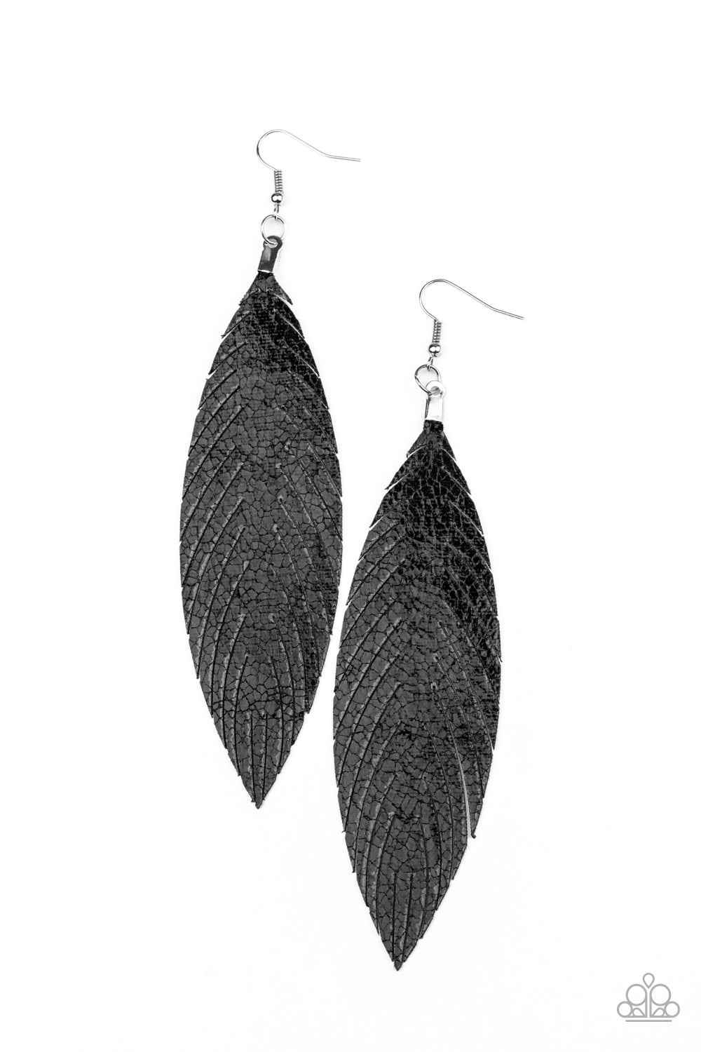 Paparazzi Accessories Feather Fantasy - Black Earrings - Lady T Accessories