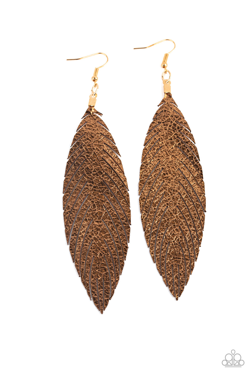 Paparazzi Accessories Feather Fantasy  - Gold Earrings - Lady T Accessories