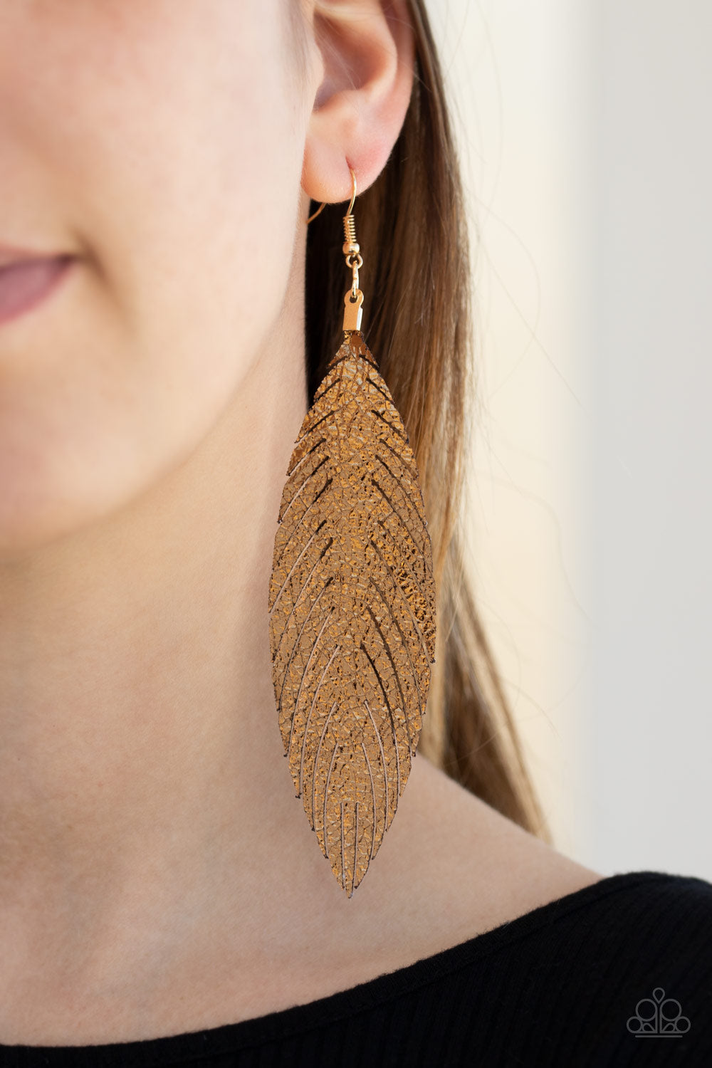 Paparazzi Accessories Feather Fantasy  - Gold Earrings - Lady T Accessories