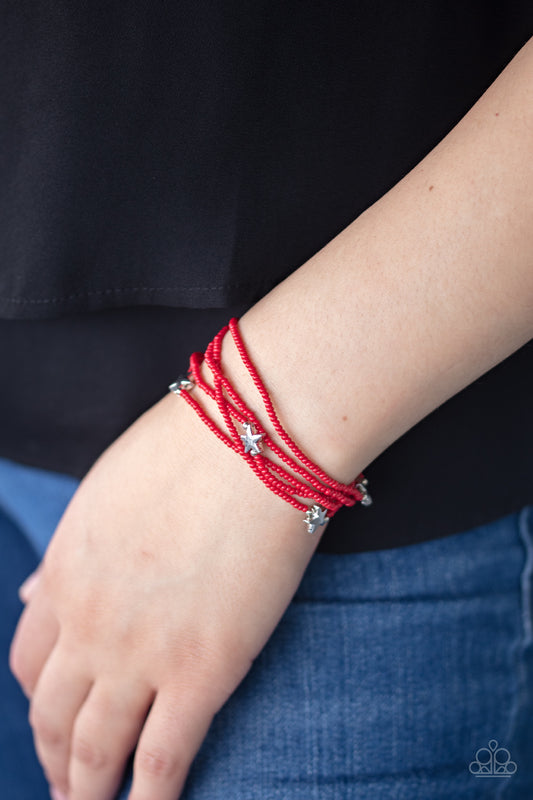 Paparazzi Accessories Pretty Patriotic - Red Bracelets - Lady T Accessories