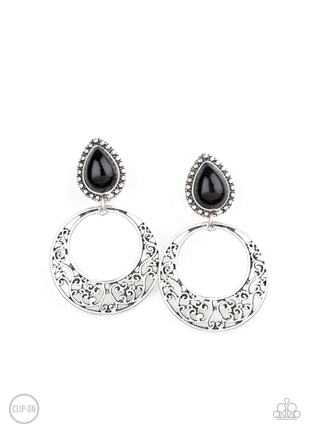 Paparazzi Accessories Exotic Escapes - Black Clip-on Earrings - Lady T Accessories