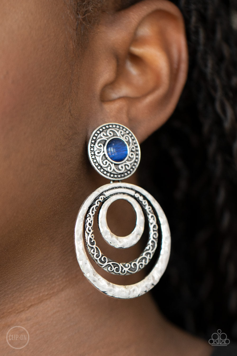 Paparazzi Accessories Bare Your Soul - Blue Clip-On Earrings - Lady T Accessories