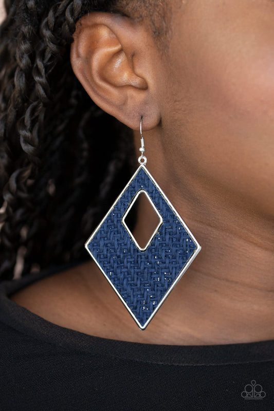 Paparazzi Accessories Woven Wanderer - Blue Earrings - Lady T Accessories