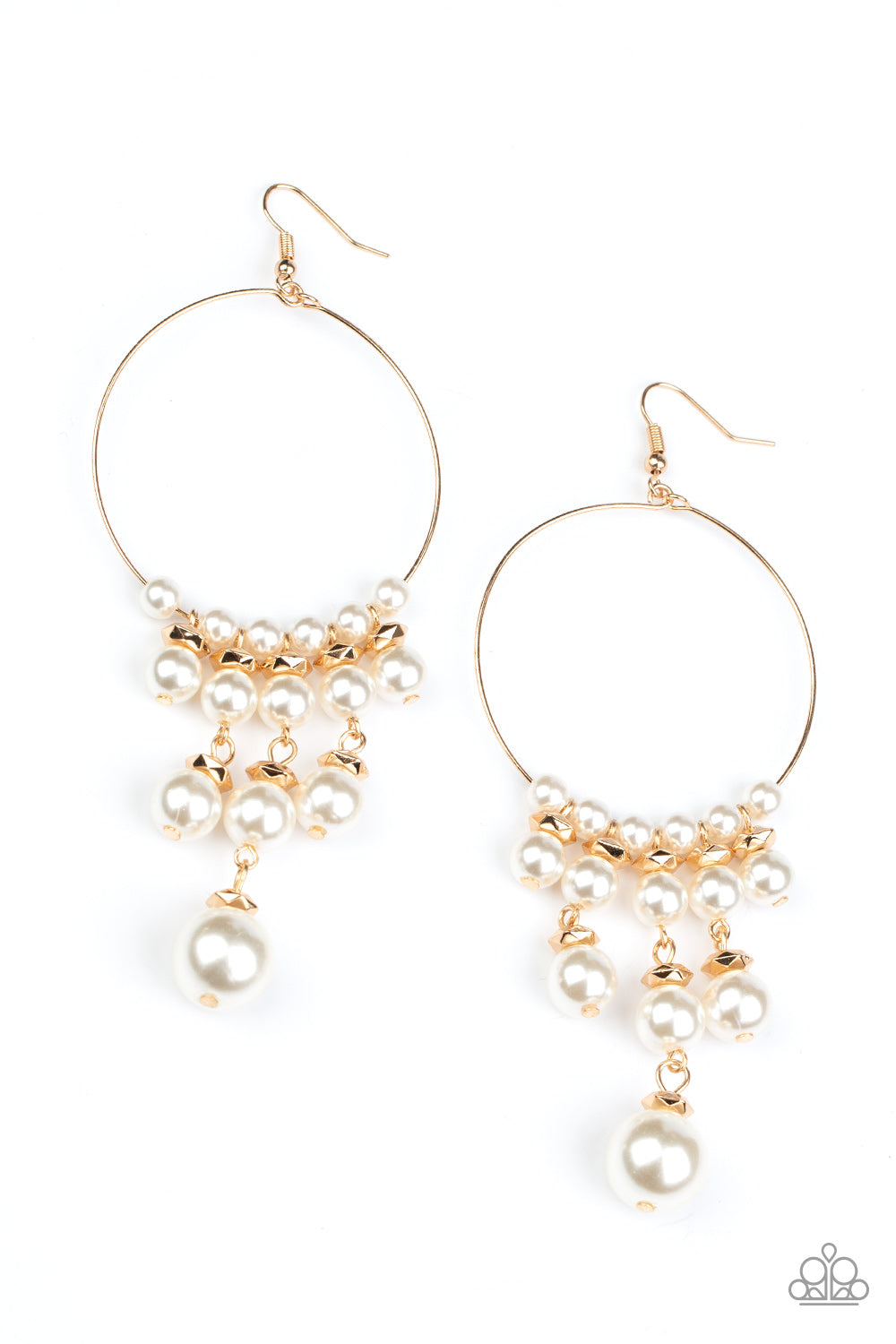 Paparazzi Accessories Working the Room - Gold Pearl Earrings  - Lady T Accessories