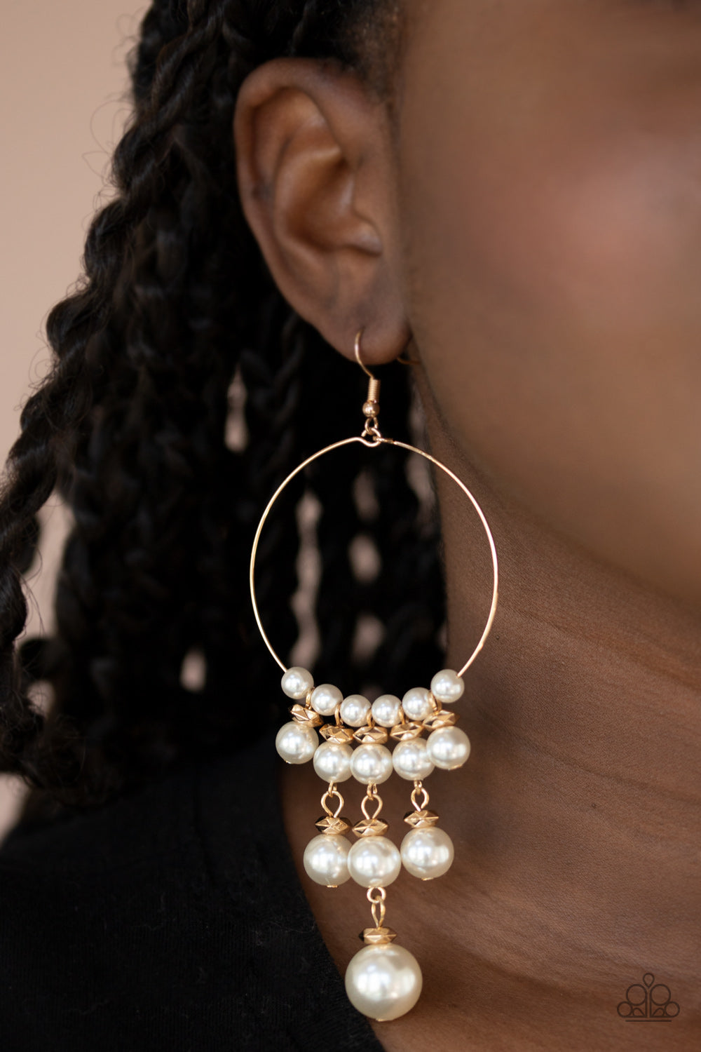 Paparazzi Accessories Working the Room - Gold Pearl Earrings  - Lady T Accessories