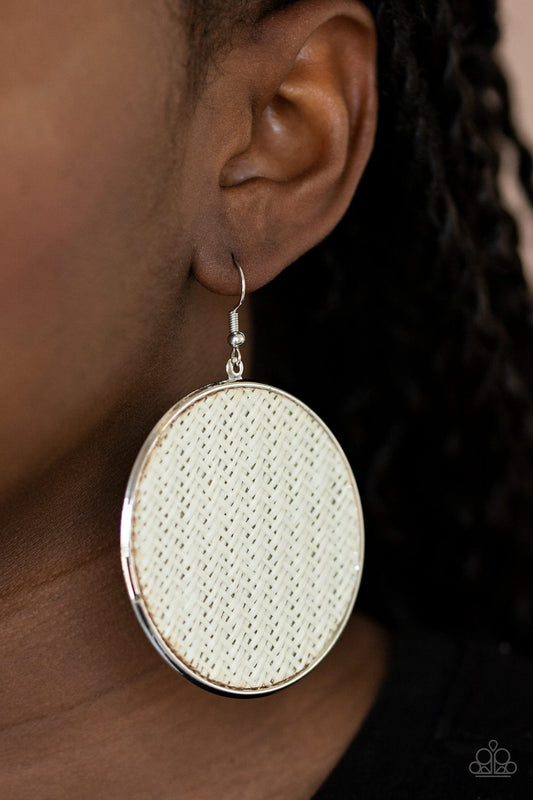 Paparazzi Accessories Wonderfully Woven - White Earrings - Lady T Accessories