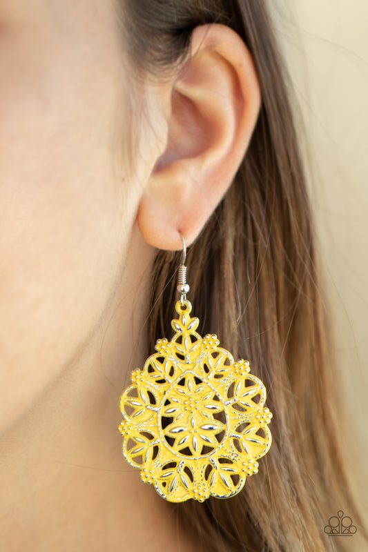 Paparazzi Accessories Floral Affair - Yellow Earrings - Lady T Accessories