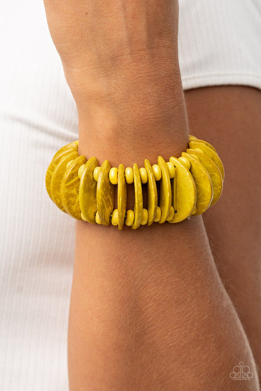 Paparazzi Accessories Tropical Tiki Bar - Yellow Wood Bracelets - Lady T Accessories