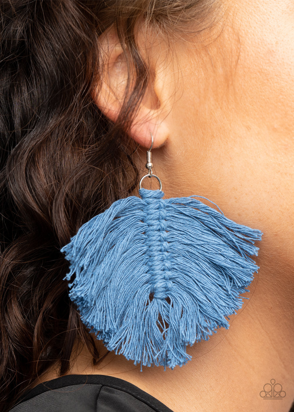 Paparazzi Accessories Macrame Mamba - Blue Earrings - Lady T Accessories