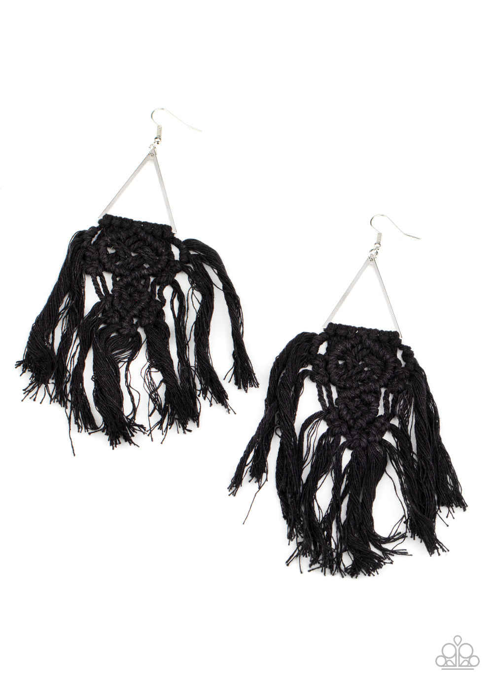 Paparazzi Accessories Modern Day Macrame - Black Earrings - Lady T Accessories