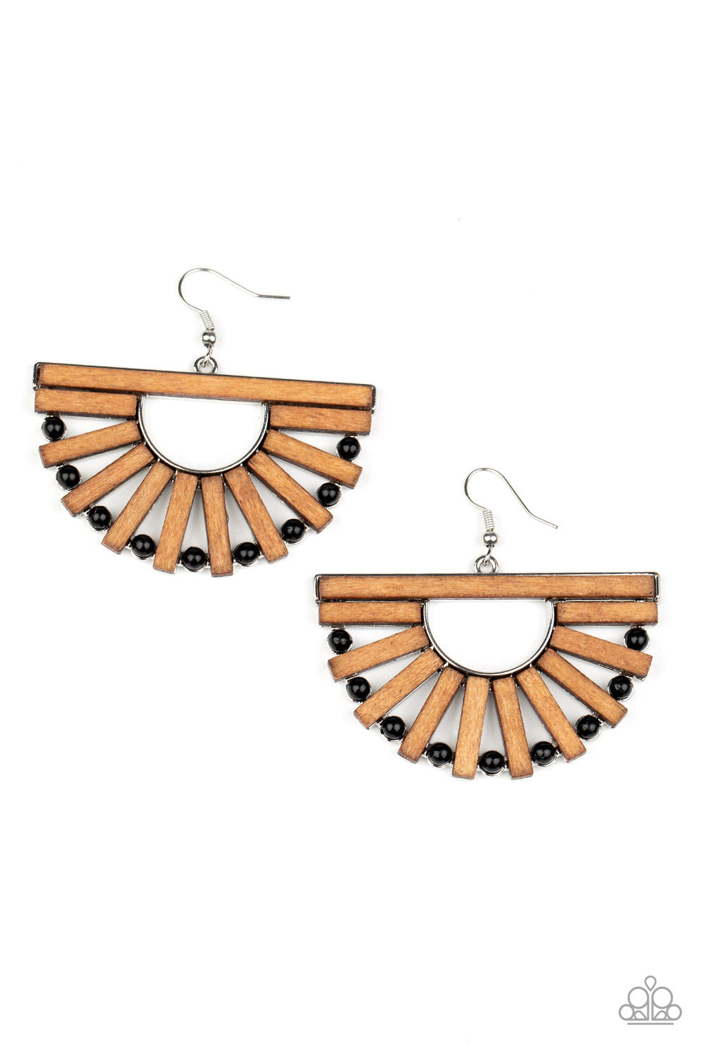 Paparazzi Accessories Wooden Wonderland - Black Earrings - Lady T Accessories