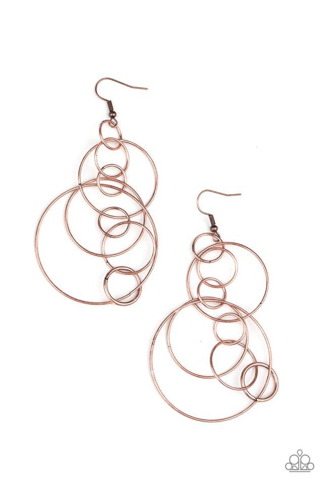 Paparazzi Accessories Running Circles Around You - Copper Earrings - Lady T Accessories