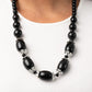 Paparazzi Accessories After Party Posh - Black Necklaces infused with decorative silver fittings and black crystal-like beads, oversized black beads boldly link below the collar for a glamorous pop of color. Features an adjustable clasp closure.  Sold as one individual necklace. Includes one pair of matching earrings.