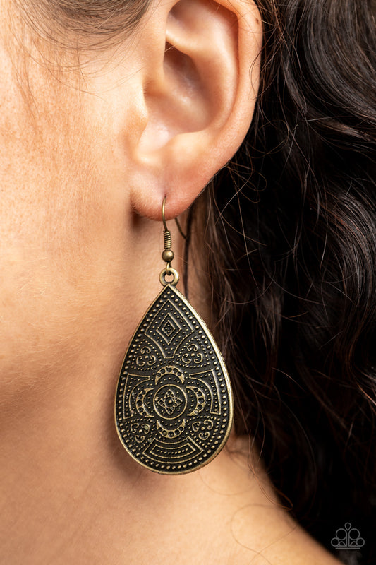 Paparazzi Accessories Tribal Takeover - Brass Earrings  - Lady T Accessories