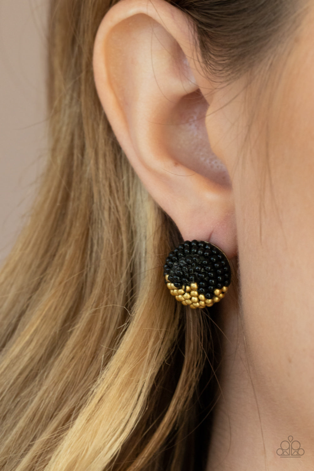 Paparazzi Accessories As Happy as Can BEAD - Black Earrings - Lady T Accessories