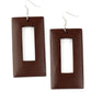 Paparazzi Accessories Totally Framed - Brown Wood Earrings - Lady T Accessories