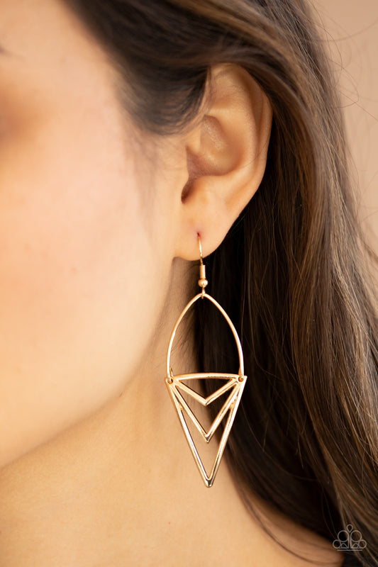 Paparazzi Accessories Proceed with Caution - Gold Earrings - Lady T Accessories