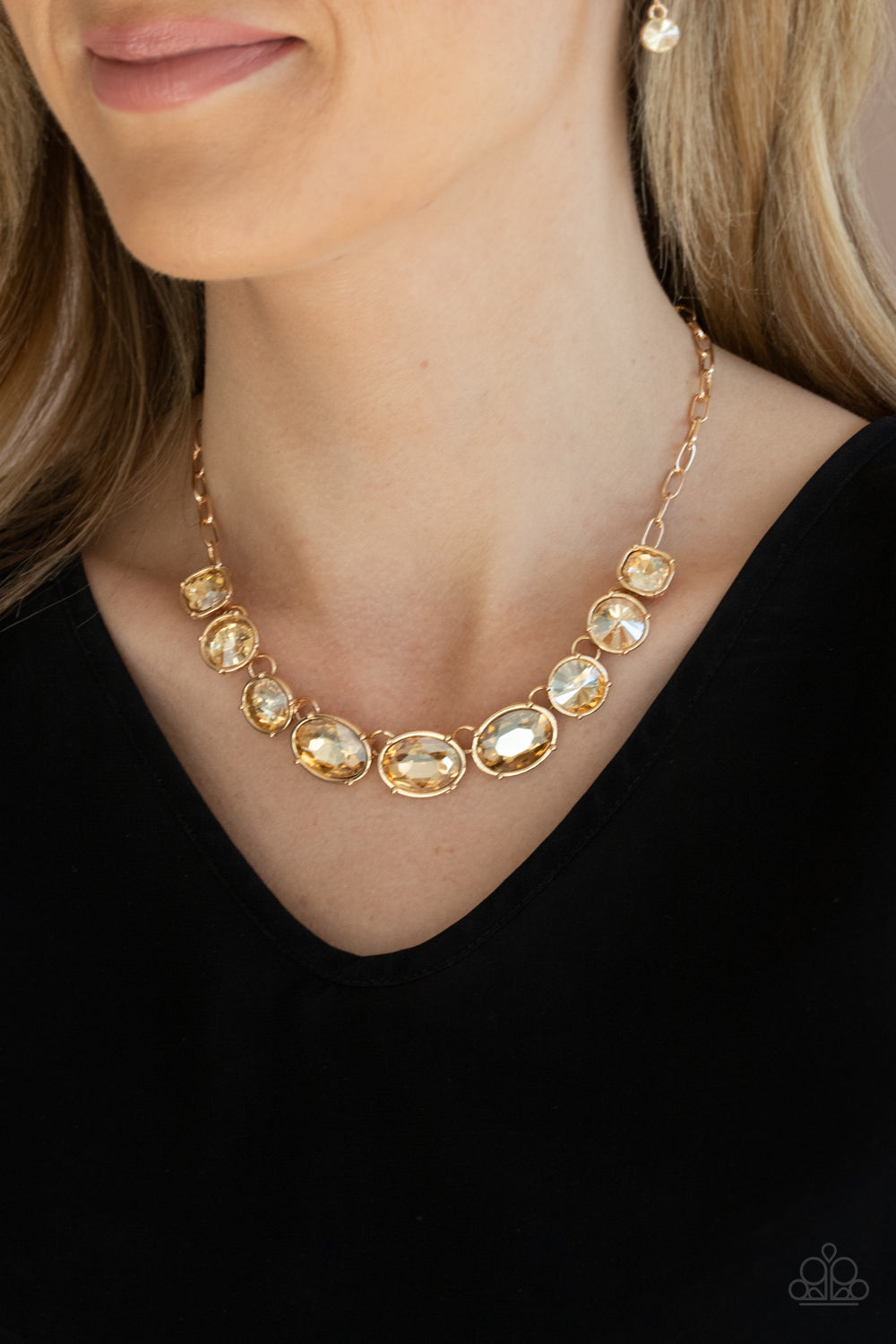 Paparazzi Accessories Gorgeously Glacial - Gold Necklaces - Lady T Accessories