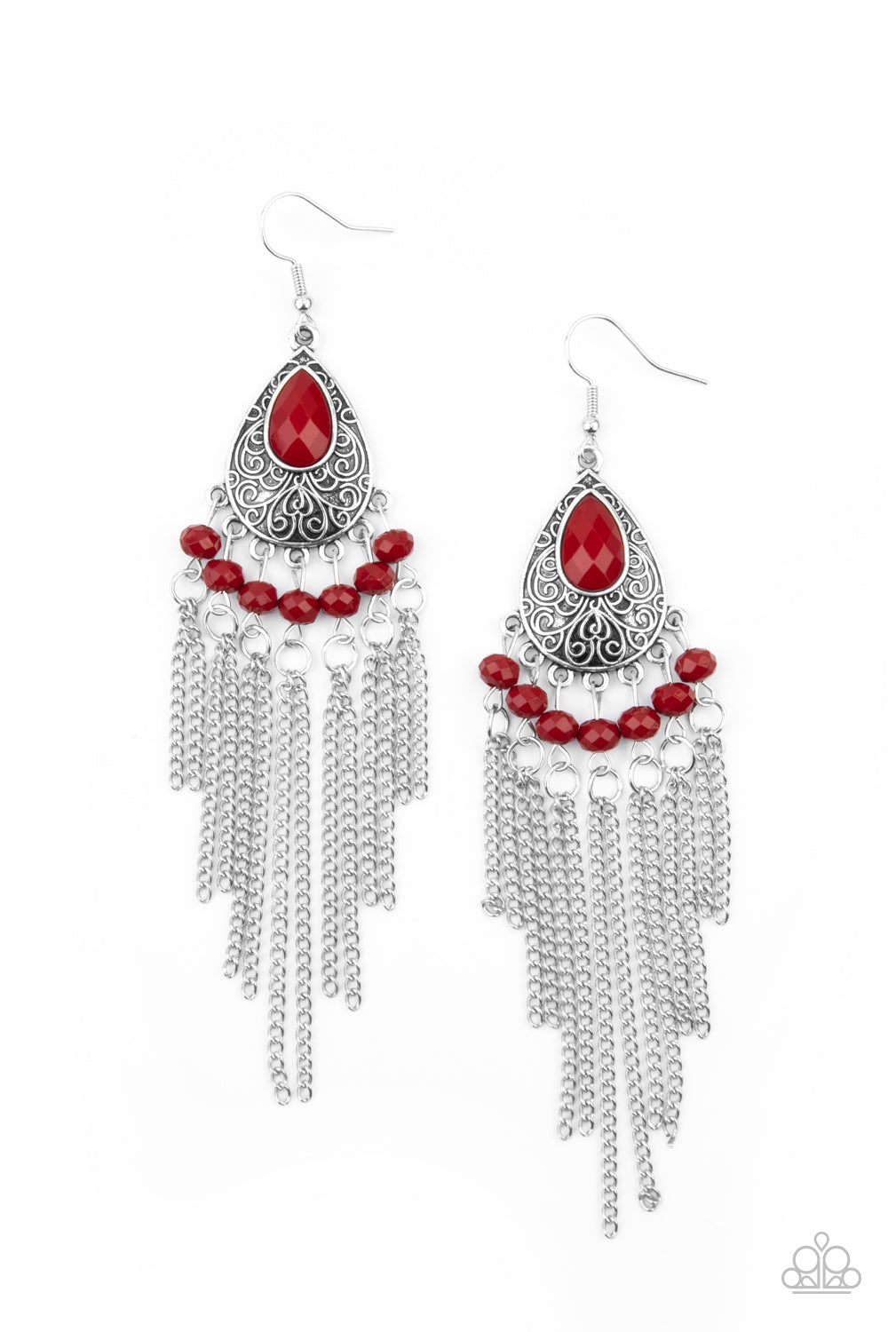 Paparazzi Accessories Floating on HEIR - Red Earrings - Lady T Accessories