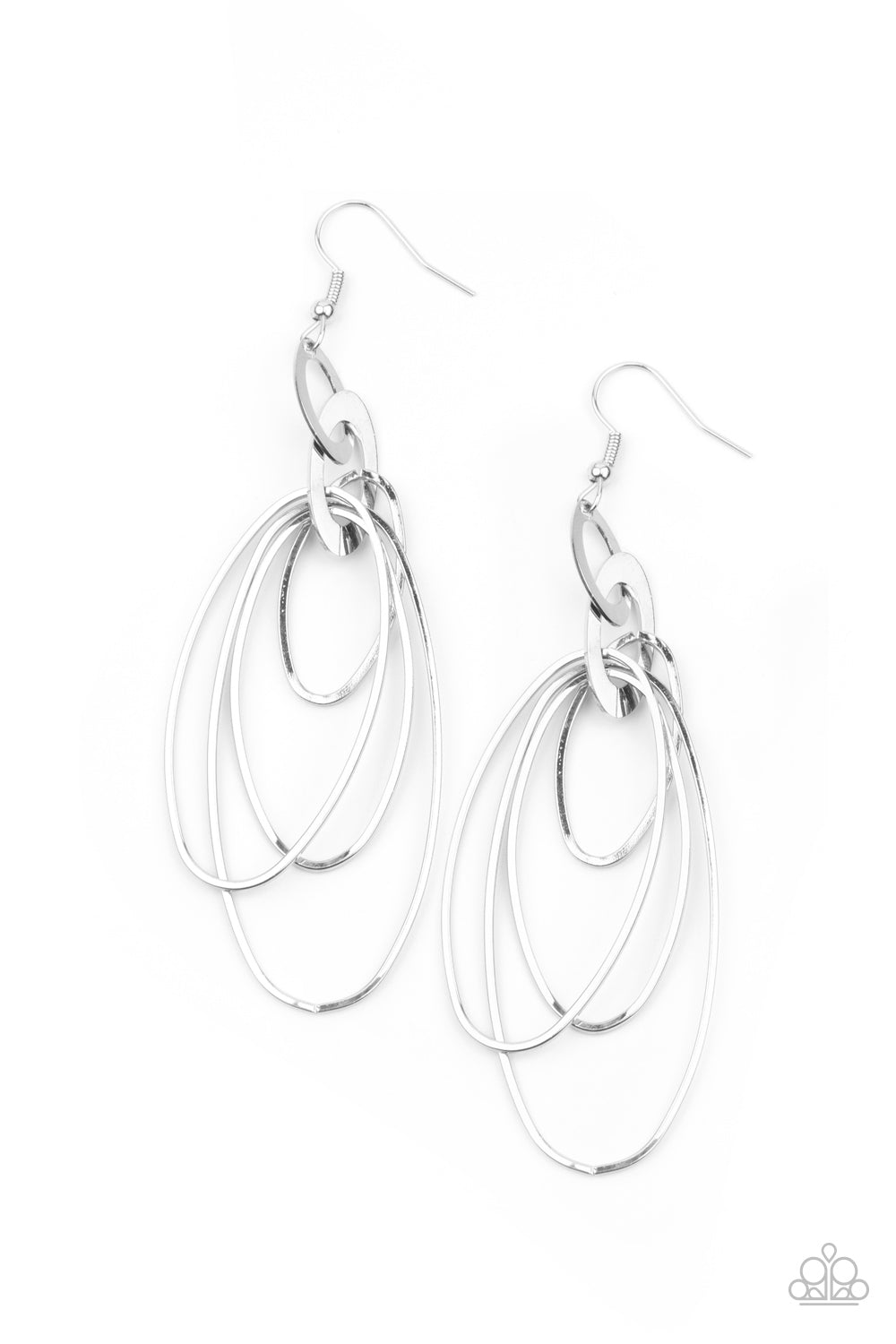 Paparazzi Accessories Oval the Moon - Silver Earrings - Lady T Accessories