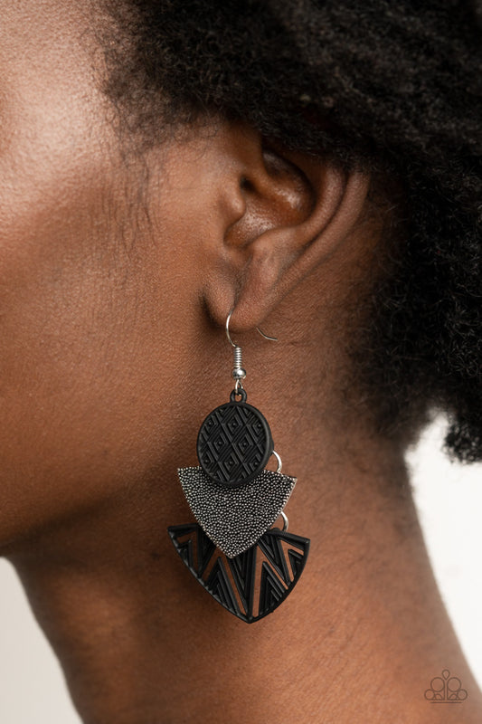 Paparazzi  Accessories Jurassic Juxtaposition - Black Earrings - Lady T Accessories