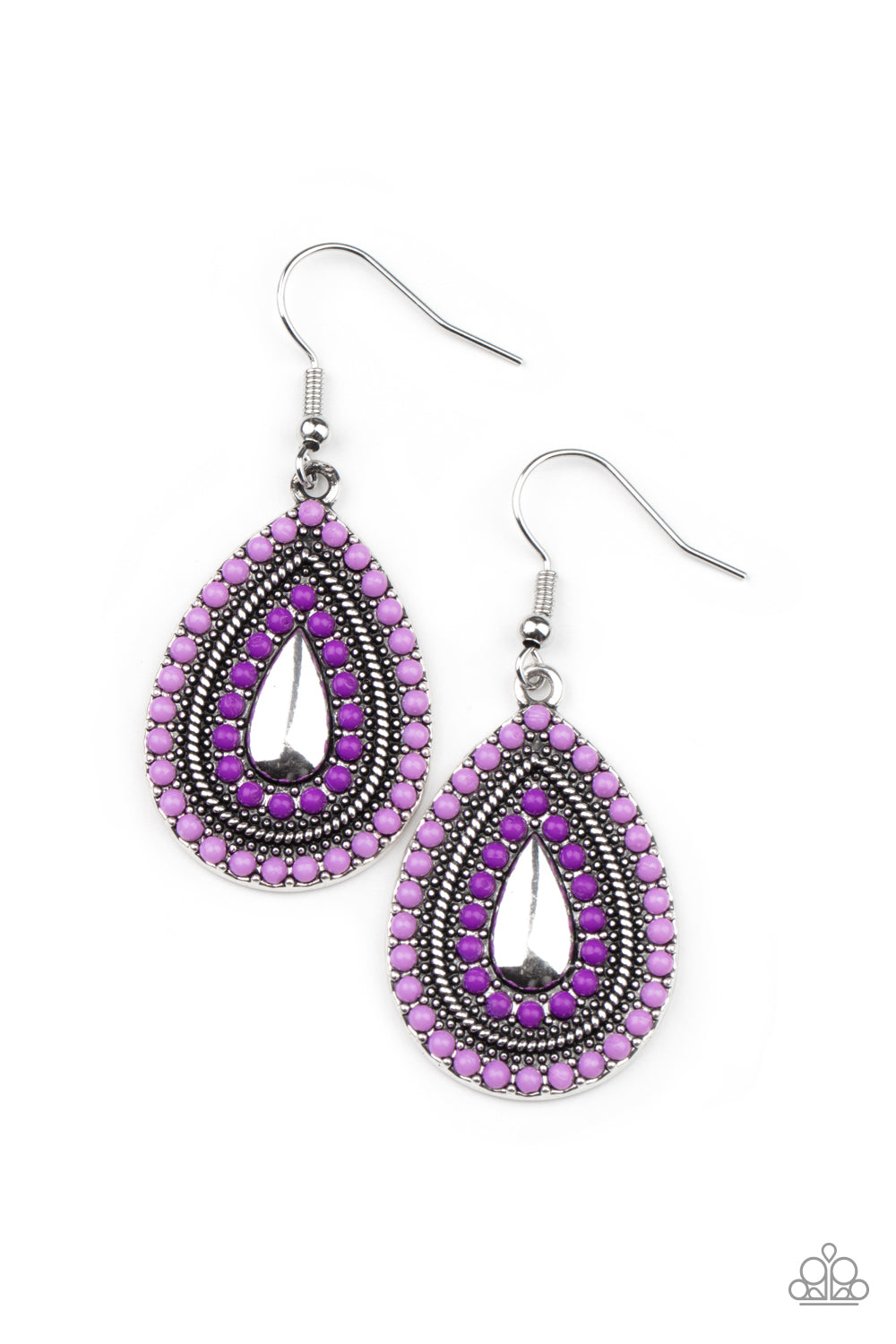 Paparazzi Accessories Beaded Bonanza - Purple Earrings - Lady T Accessories