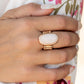 Paparazzi Accessories Mystical Mantra - Gold Rings a white oval stone is encased inside a sleek gold frame, creating a mystical centerpiece atop the finger. Features a stretchy band for a flexible fit.  Sold as one individual ring.