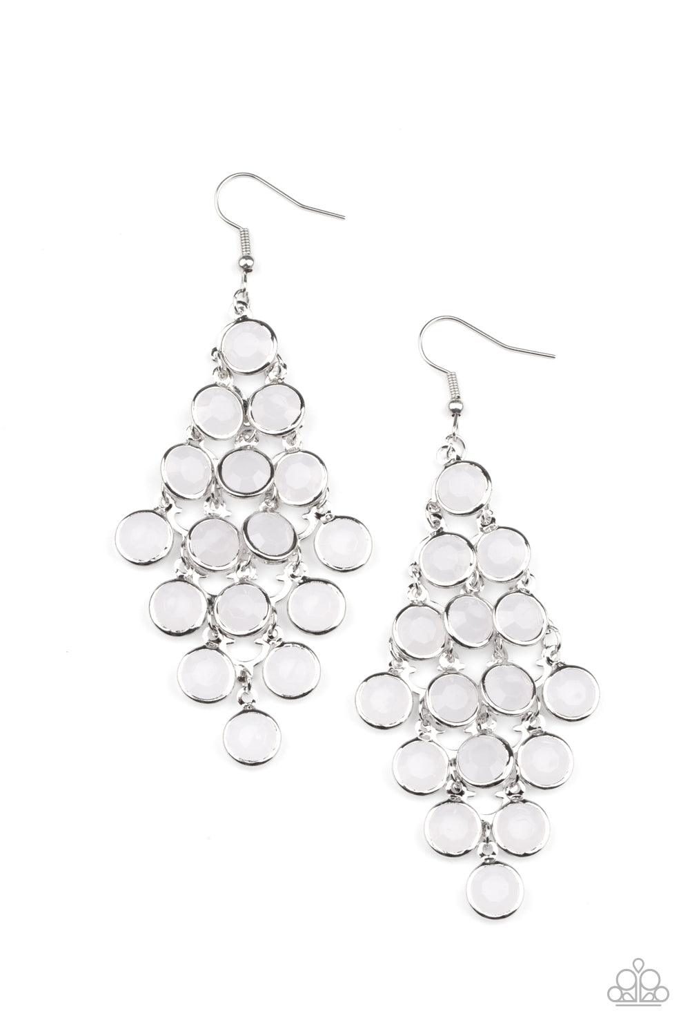 Paparazzi Accessories With All DEW Respect - White Earrings - Lady T Accessories
