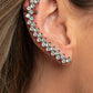 Let There Be LIGHTNING - Black Rhinestone Ear Crawlers encased in studded gunmetal fittings, pairs of glassy white rhinestones stack into a zigzagging frame up the ear for an electrifying fashion. Features a dainty cuff attached to the top for a secure fit.  Sold as one pair of ear crawlers.  Paparazzi Jewelry is lead and nickel free so it's perfect for sensitive skin too!
