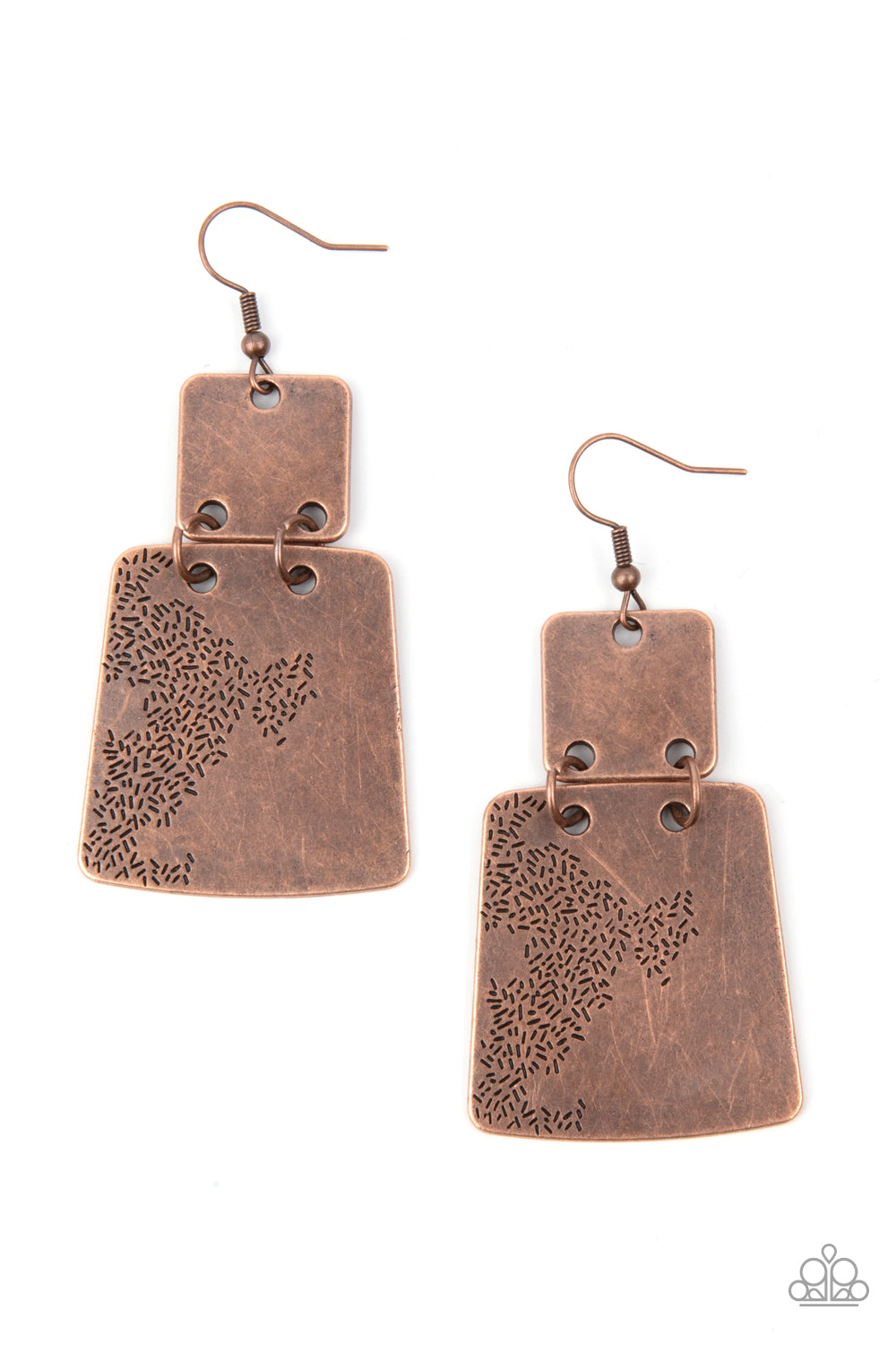 Paparazzi Accessories Tagging Along - Copper Earrings - Lady T Accessories