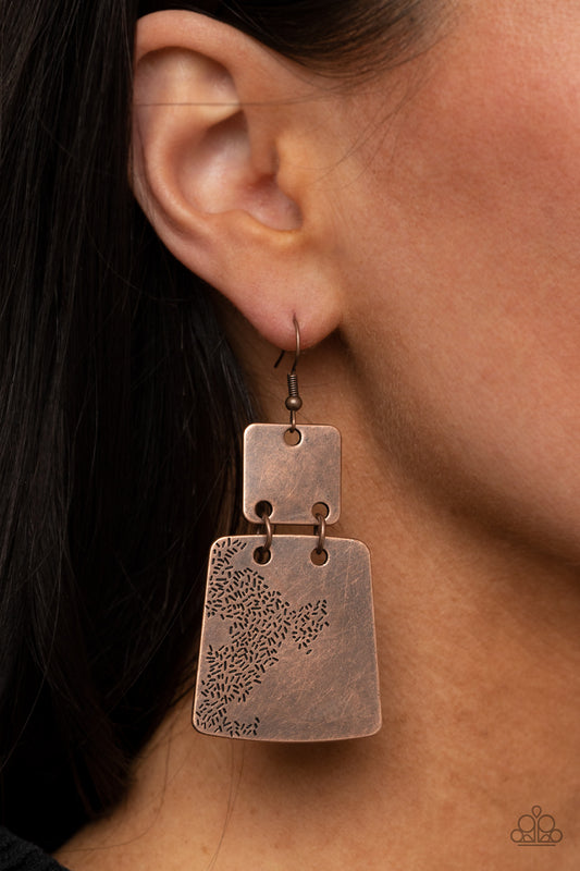 Paparazzi Accessories Tagging Along - Copper Earrings - Lady T Accessories