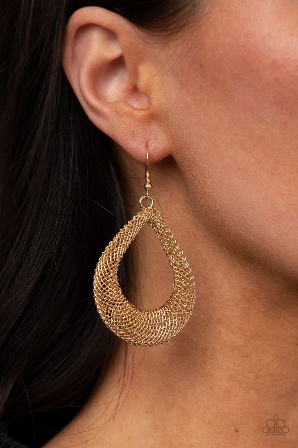Paparazzi Accessories A Hot MESH - Gold Earrings - Lady T Accessories