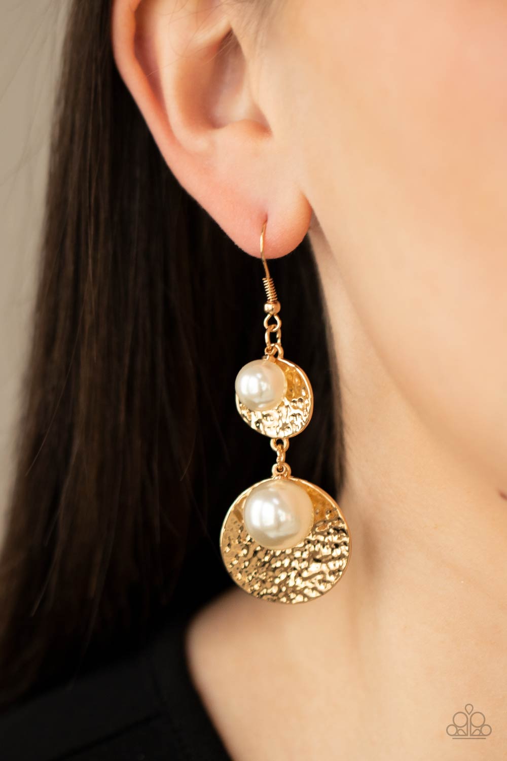 Paparazzi Accessories Pearl Dive - Gold Earrings - Lady T Accessories