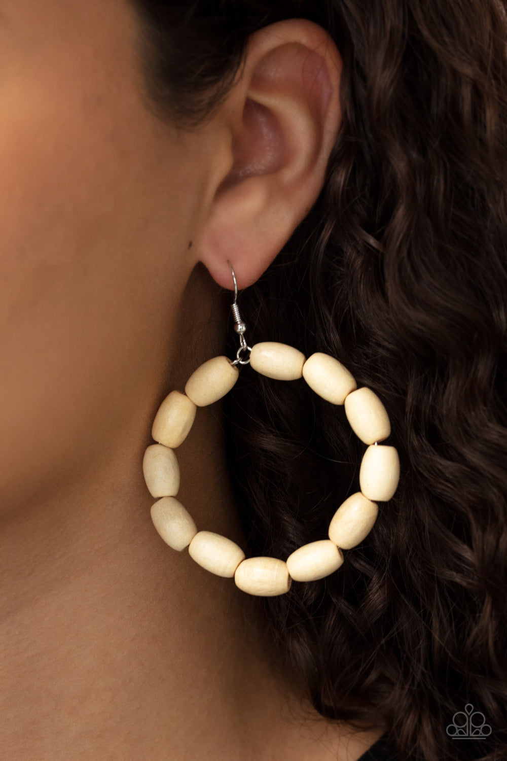 Paparazzi Accessories Living the WOOD Life - White Earrings - Lady T Accessories