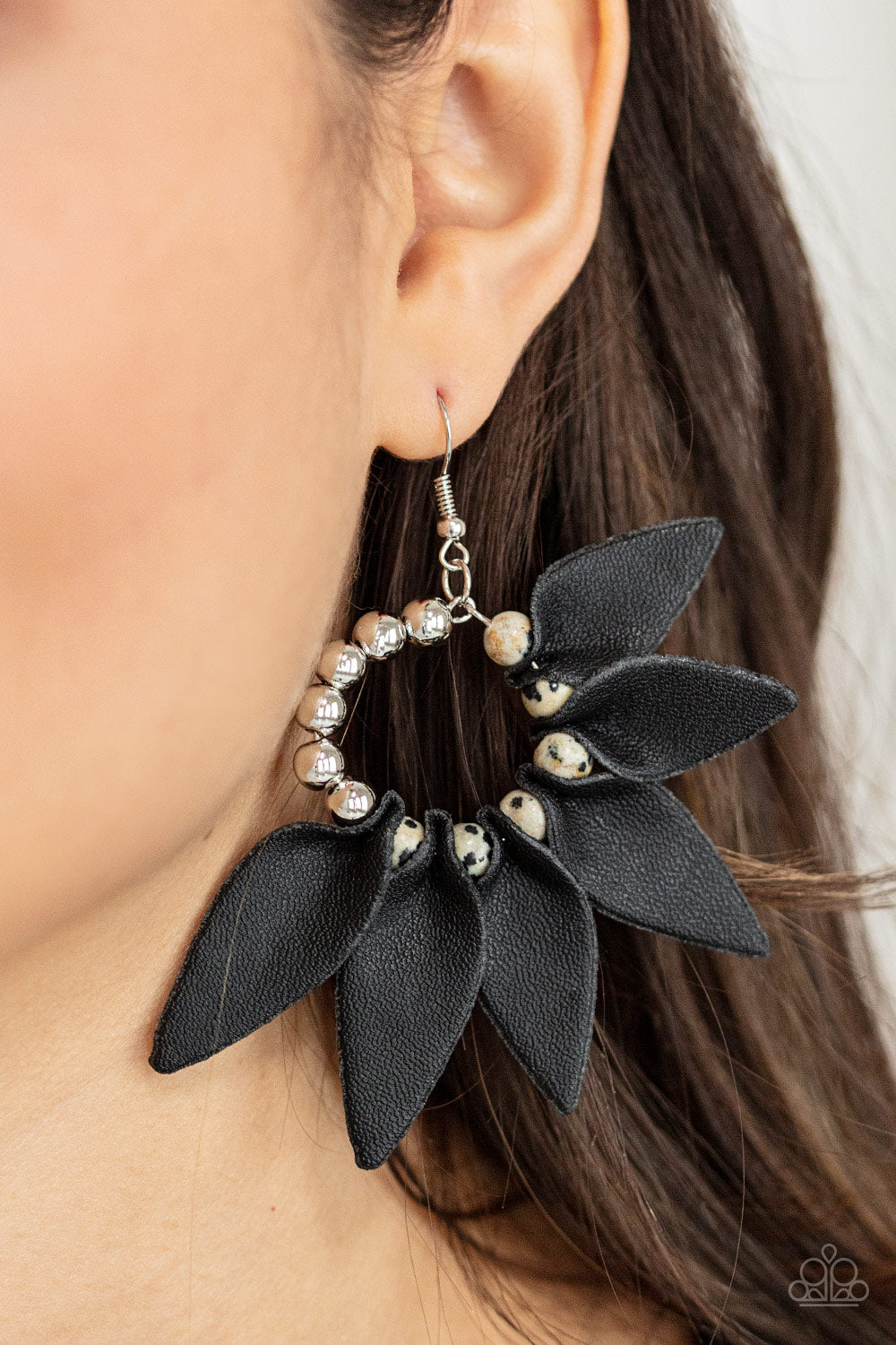 Paparazzi Accessories Flower Child Fever - Black Earrings - Lady T Accessories