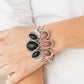 Botanical Badlands - Multi Hinged Bracelets encased in antiqued silver rope-like frames, a colorful collection of black and brown stone teardrops stack into a rustic centerpiece atop a layered silver cuff. Features an adjustable hinged closure.  Sold as one individual bracelet.  Paparazzi Jewelry is lead and nickel free so it's perfect for sensitive skin too!